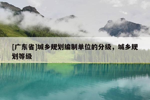 [广东省]城乡规划编制单位的分级，城乡规划等级