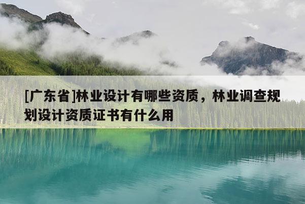 [广东省]林业设计有哪些资质，林业调查规划设计资质证书有什么用