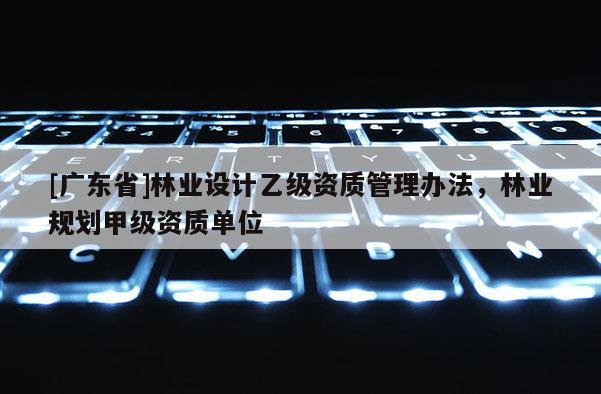 [广东省]林业设计乙级资质管理办法，林业规划甲级资质单位