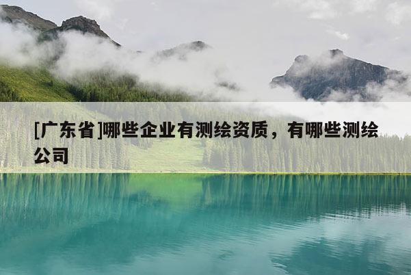 [广东省]哪些企业有测绘资质，有哪些测绘公司