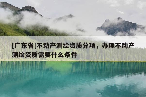 [广东省]不动产测绘资质分项，办理不动产测绘资质需要什么条件